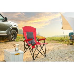 High Back Heavy Duty Red Portable Foldable Lawn Chair With Cup Holder (Color: Red)